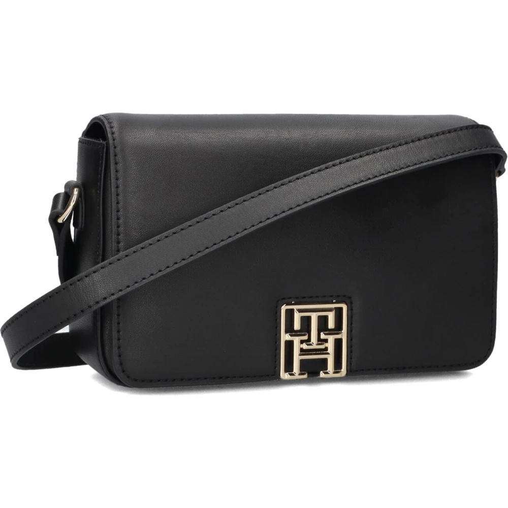 Tommy Hilfiger Zwarte Leatherlook Schoudertas Black Dames