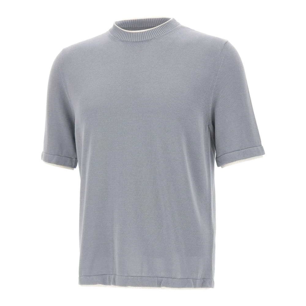 Eleventy Men's Blue Crew Neck Short-Sleeve T-Shirt - Round-Neck Knitwear - Xl - Knitwear