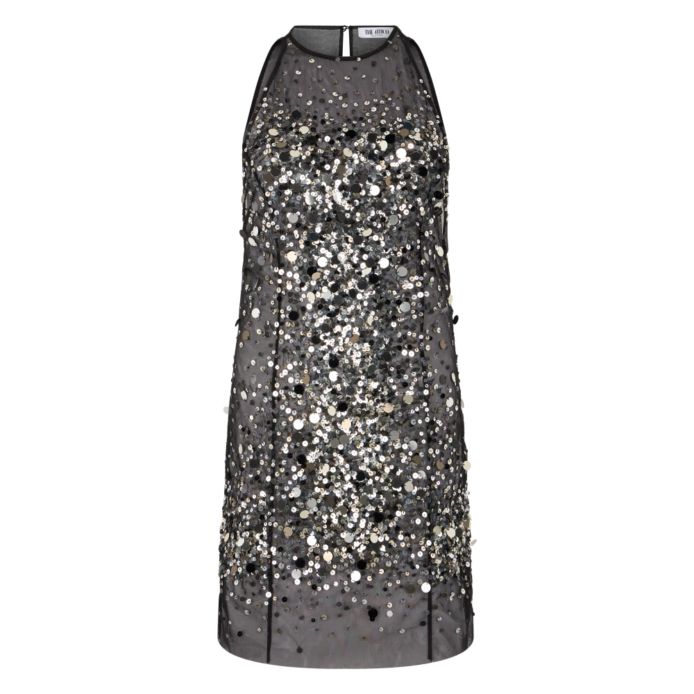 The Attico Women's Gray Tulle Sequin-Embellished Mini Dress