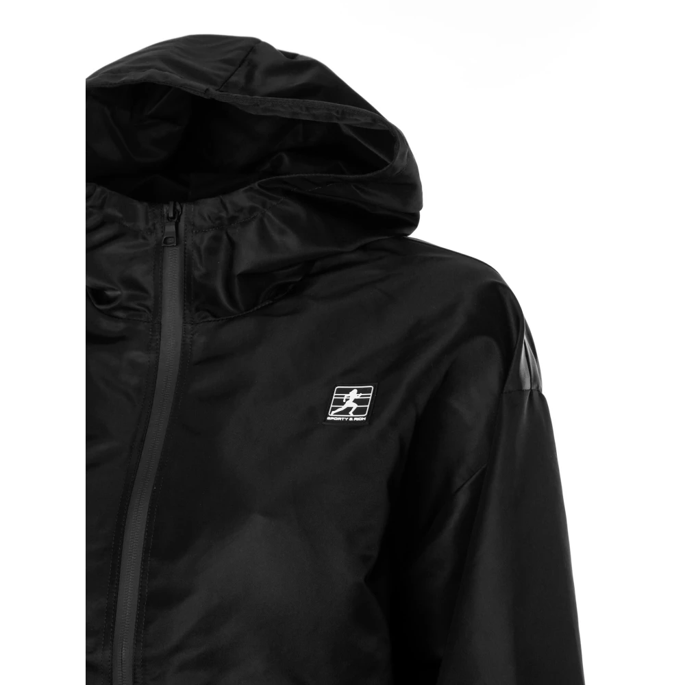 Sporty & Rich Hardloop windjack met rubberen logo Black Dames