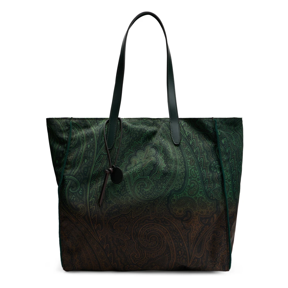 Etro Green Paisley Tote Bag - Female - Shopping Bags - One Size - Bags