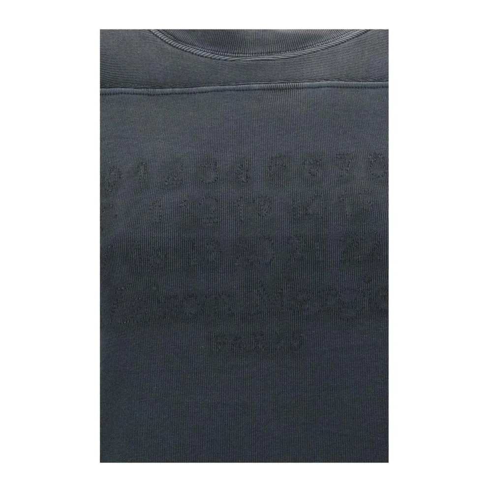 Maison Margiela Geribbelde katoenen sweatshirt met iconisch logo Black Dames