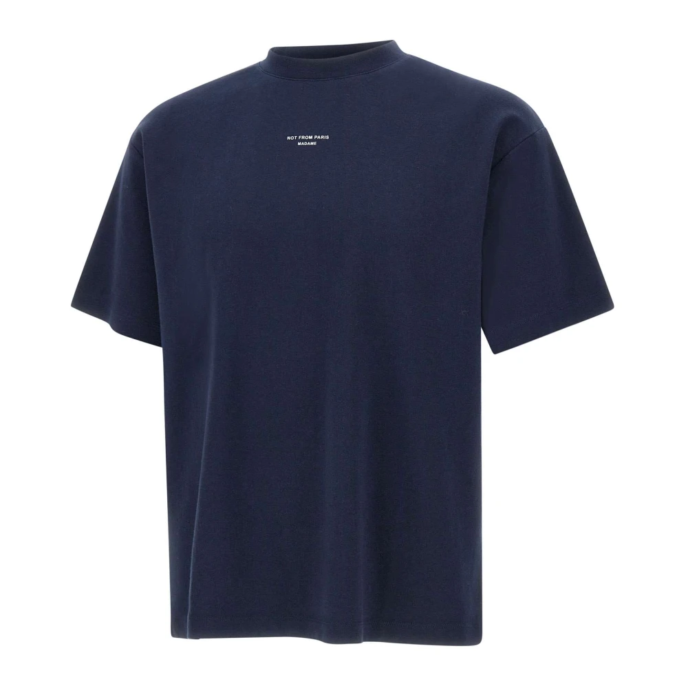 Drole de Monsieur Blauw Jersey Logo Print T-shirt Blue Heren
