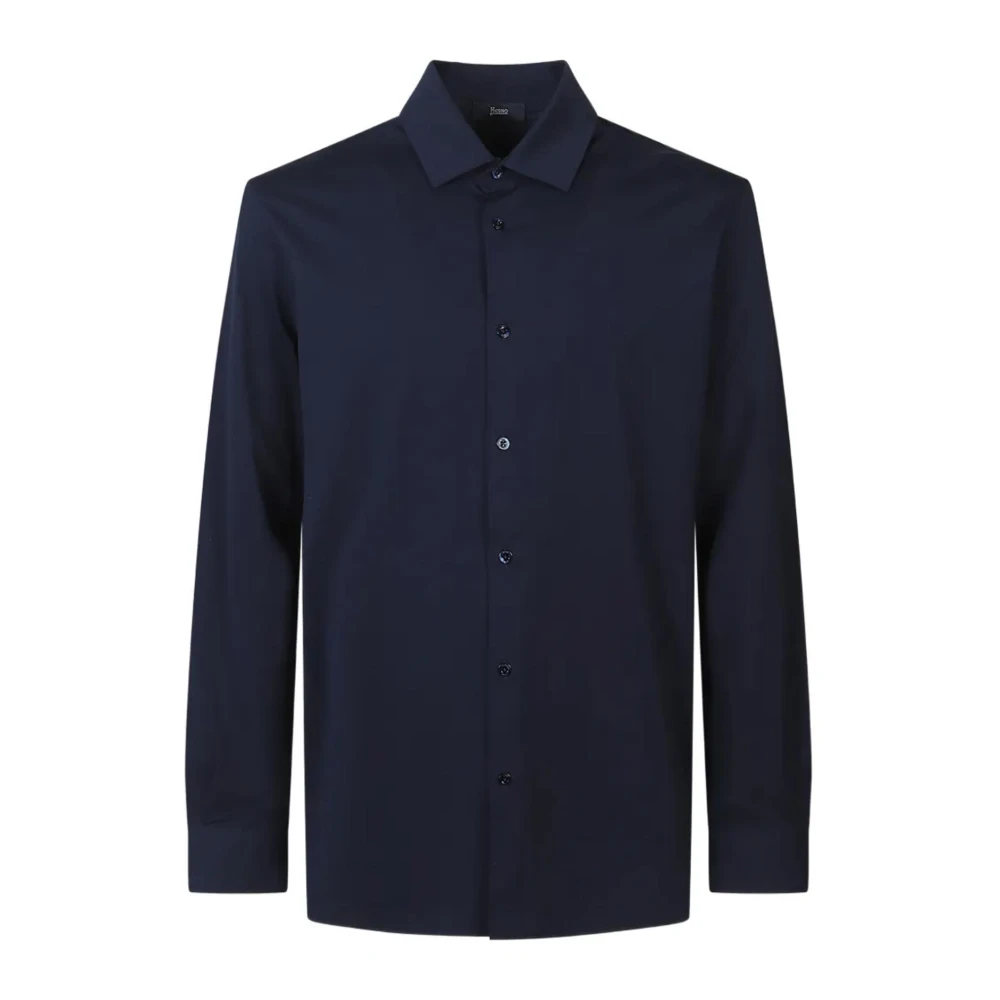 Herno Mannelijk Blauw Overhemden Heren, M, Casual Shirt