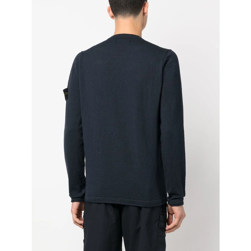 Stone Island Blauwe Sweater met Badge Detail Blue Heren