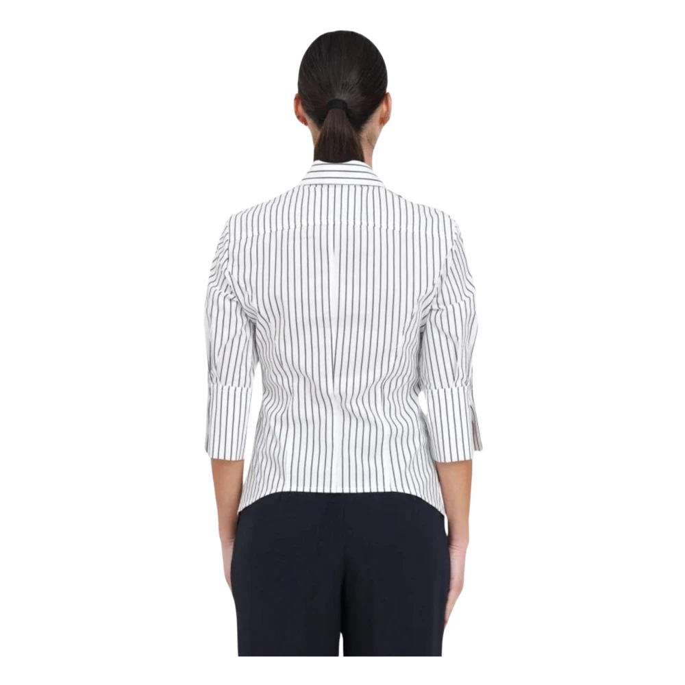 pinko Witte Gestreepte Popeline Overhemd White Dames