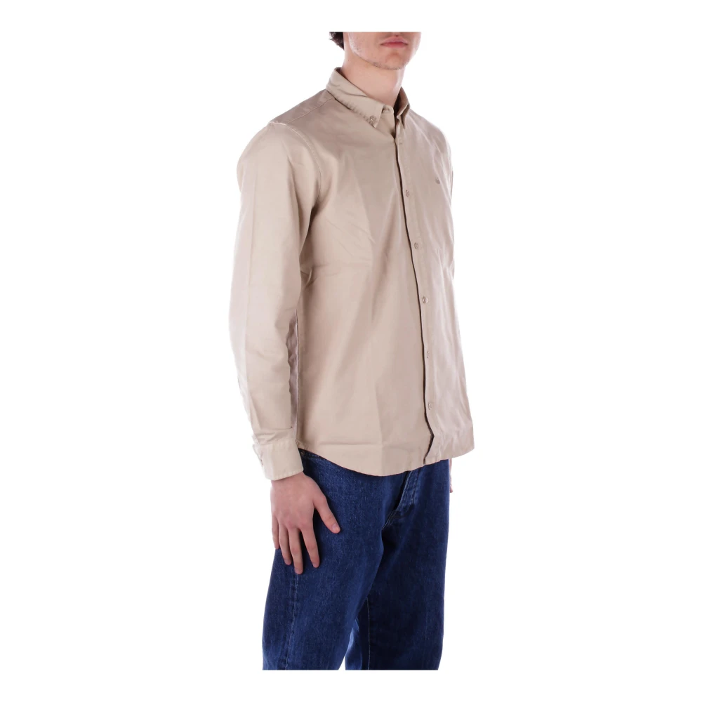 Carhartt WIP Logo Front Button Shirt Beige Heren