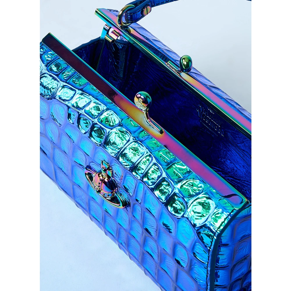 Vivienne Westwood Krokodilreliëf Poppenframe Handtas Blue Dames