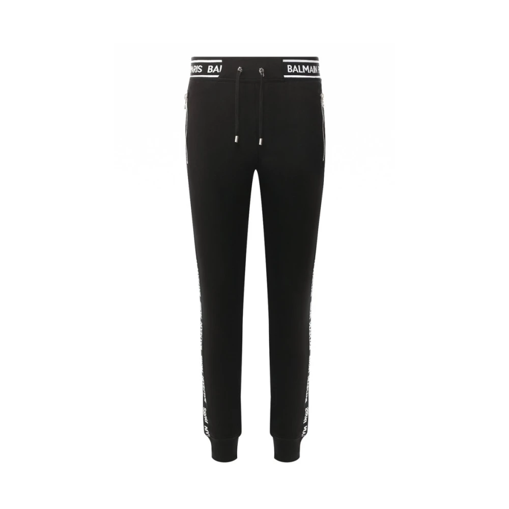 Balmain Herr Svart Byxor S, Bomull, A Bomulls Joggingbyxor Med Dragsko
