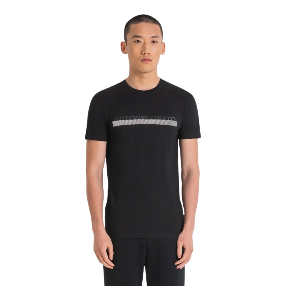 Antony Morato Slim Fit Stretch Katoen Logo T-Shirt Black Heren
