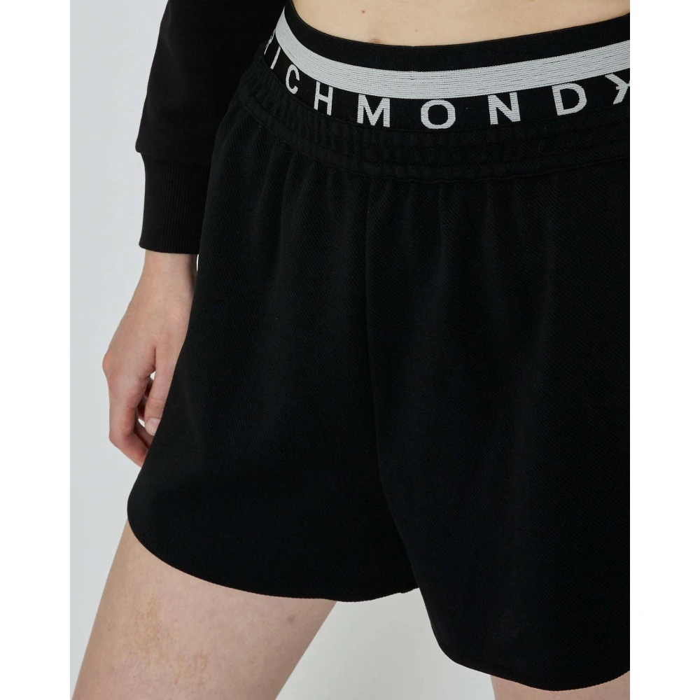 John Richmond Sportieve Logo Shorts Elastische Taille Model Black Dames