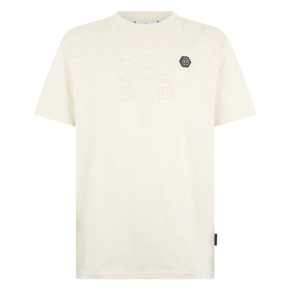 Philipp Plein Men's Beige T-Shirts, L, Round Neck T-Shirt Degrade Monogram
