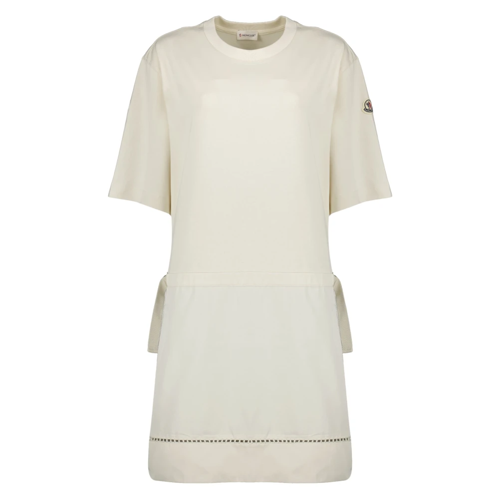 Moncler White Short Dresses, Female, M, Cotton Dress