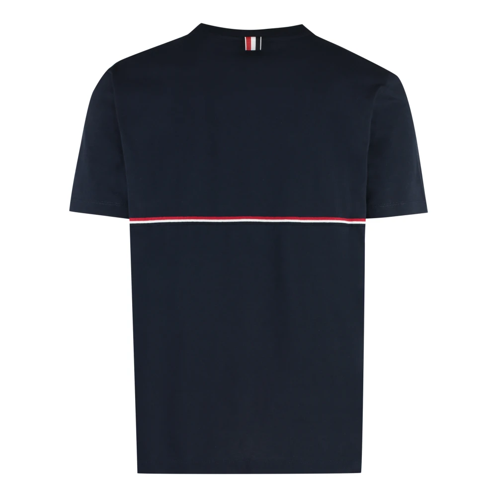Thom Browne Katoenen T-shirt met Tricolor Detail Blue Heren