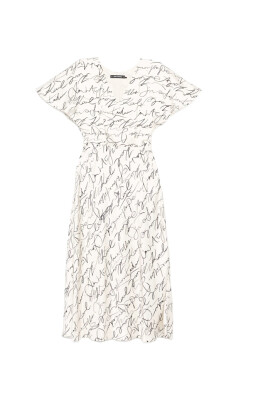 scribble-print-midi-dress