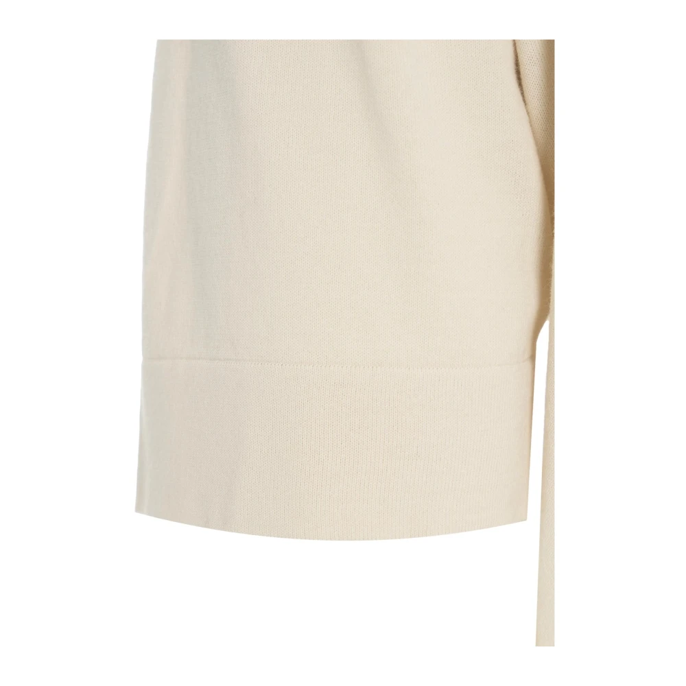 Paolo Pecora Wit Gebreid T-shirt met Geribbelde Kraag Beige Heren