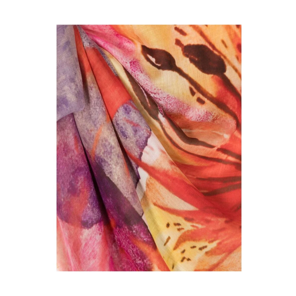 D'aniello Georgette All-Over Grafische Print Rafelrand Multicolor Dames