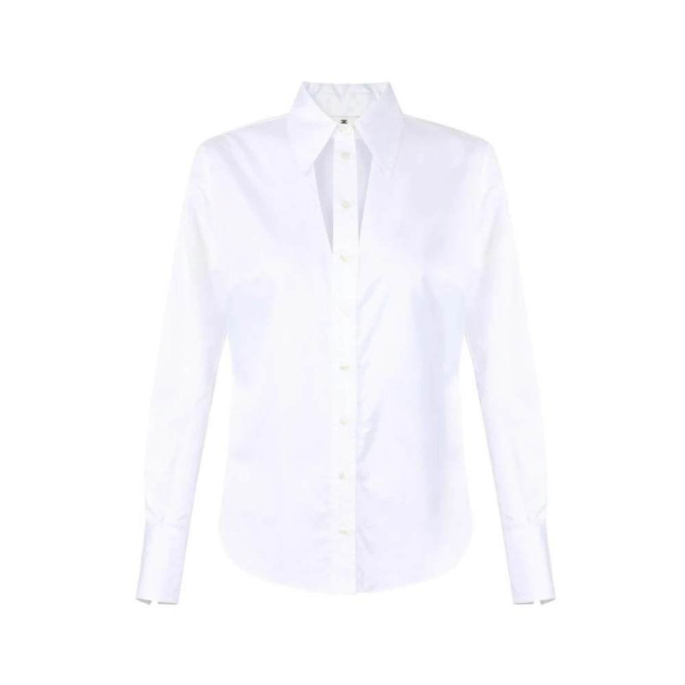 Elisabetta Franchi White Shirts, Female, Xs, Cotton Shirt With Cut-Out And Embroidery