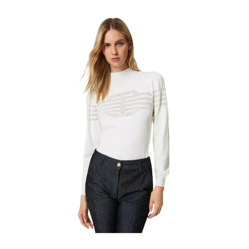 Twinset Hoge hals trui White Dames