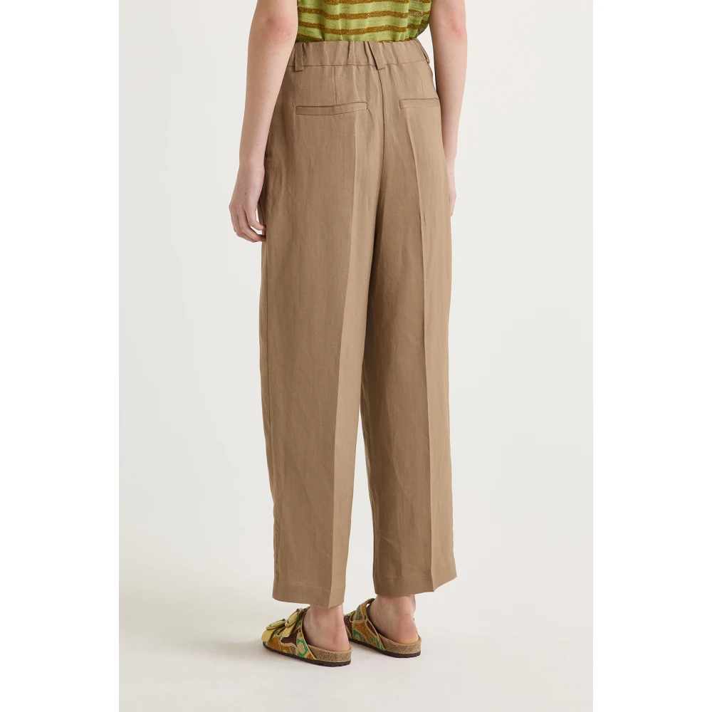 Maliparmi Magnolia Linnen Broek Brown Dames