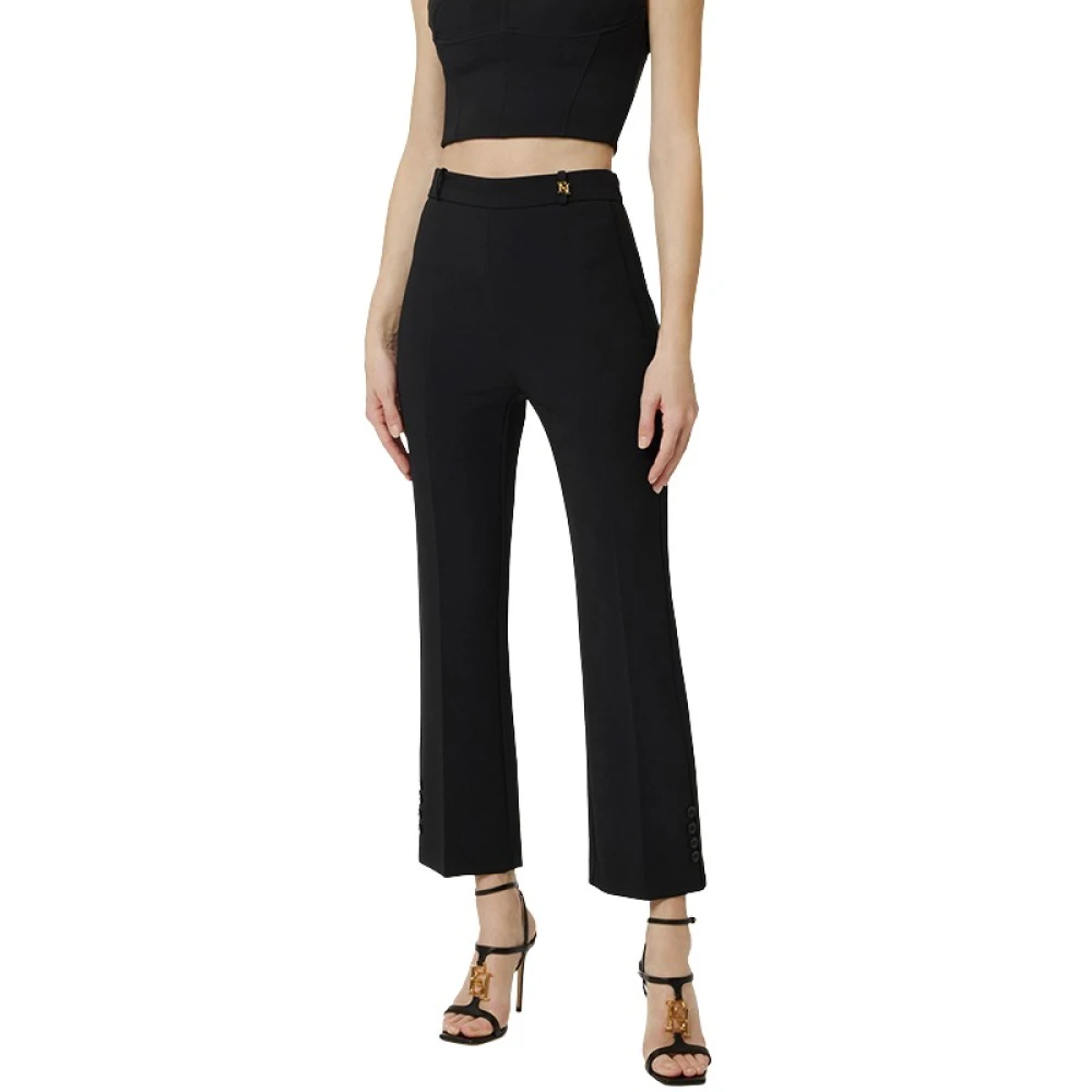 Elisabetta Franchi Black Wide Trousers - Female - Wide Trousers - Xl - Trousers