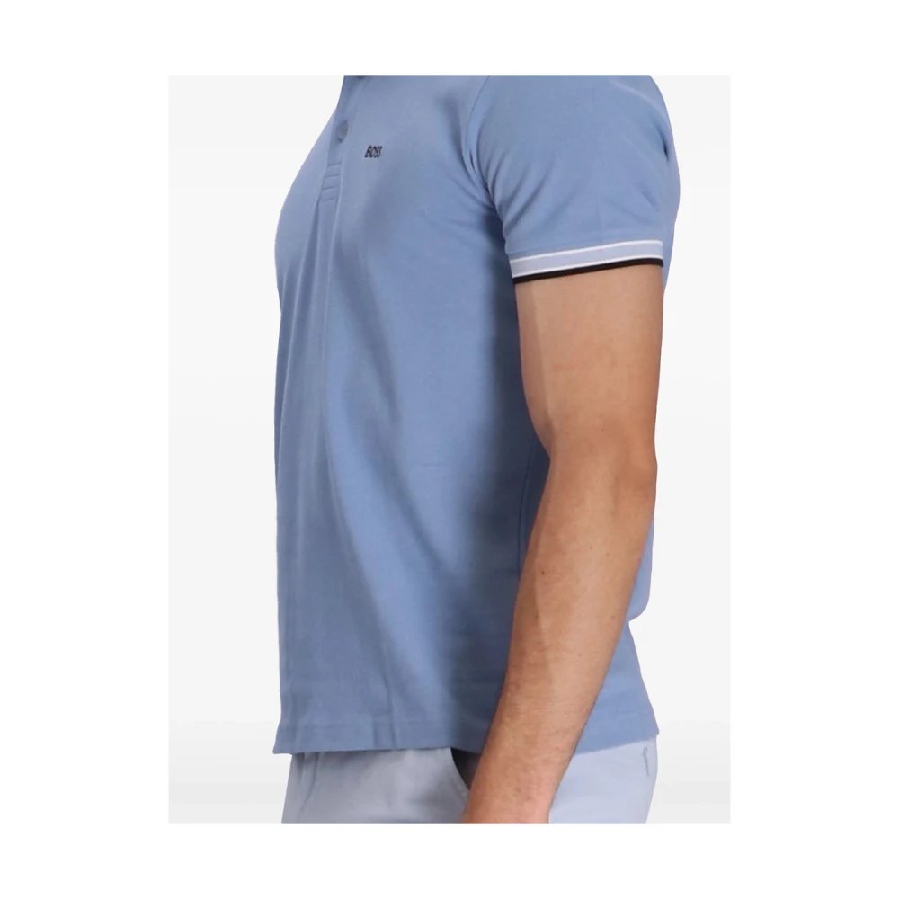 Hugo Boss Blauwe Button-Up Sweater met Logo Print Blue Heren