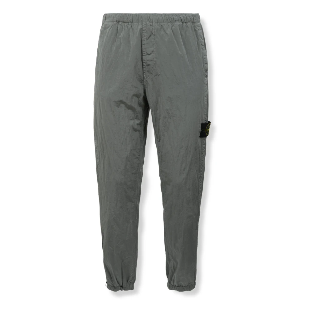 Stone Island Gray Slim-Fit Trousers, Male, W36, Regular-Fit Joggers With Zipper Cuffs