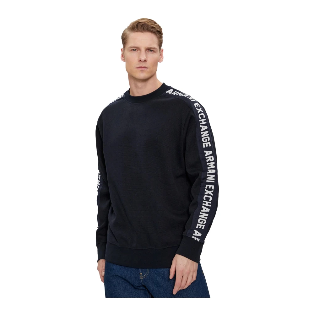 Armani Exchange Logo Mouw Sweatshirt Blauw Blue Heren