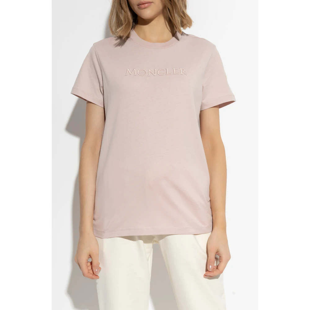 Moncler T-shirt met logo Pink Dames