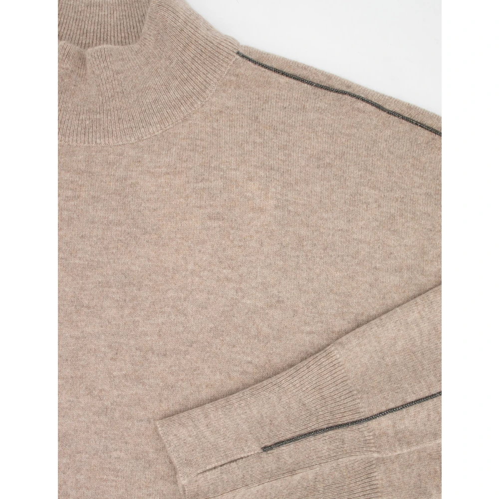 BRUNELLO CUCINELLI Kasjmier Zijde Gebreide Trui Beige Dames