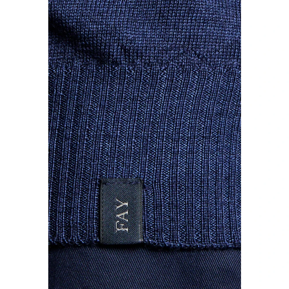 Fay Blauwe Gradient Wollen Trui Blue Heren