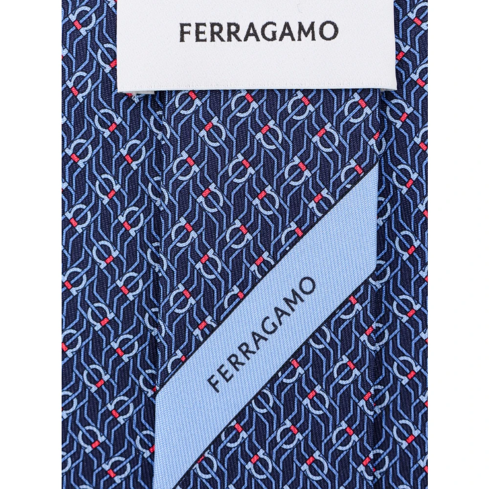 Salvatore Ferragamo Zijden stropdas met iconisch Gancini-motief Blue Heren