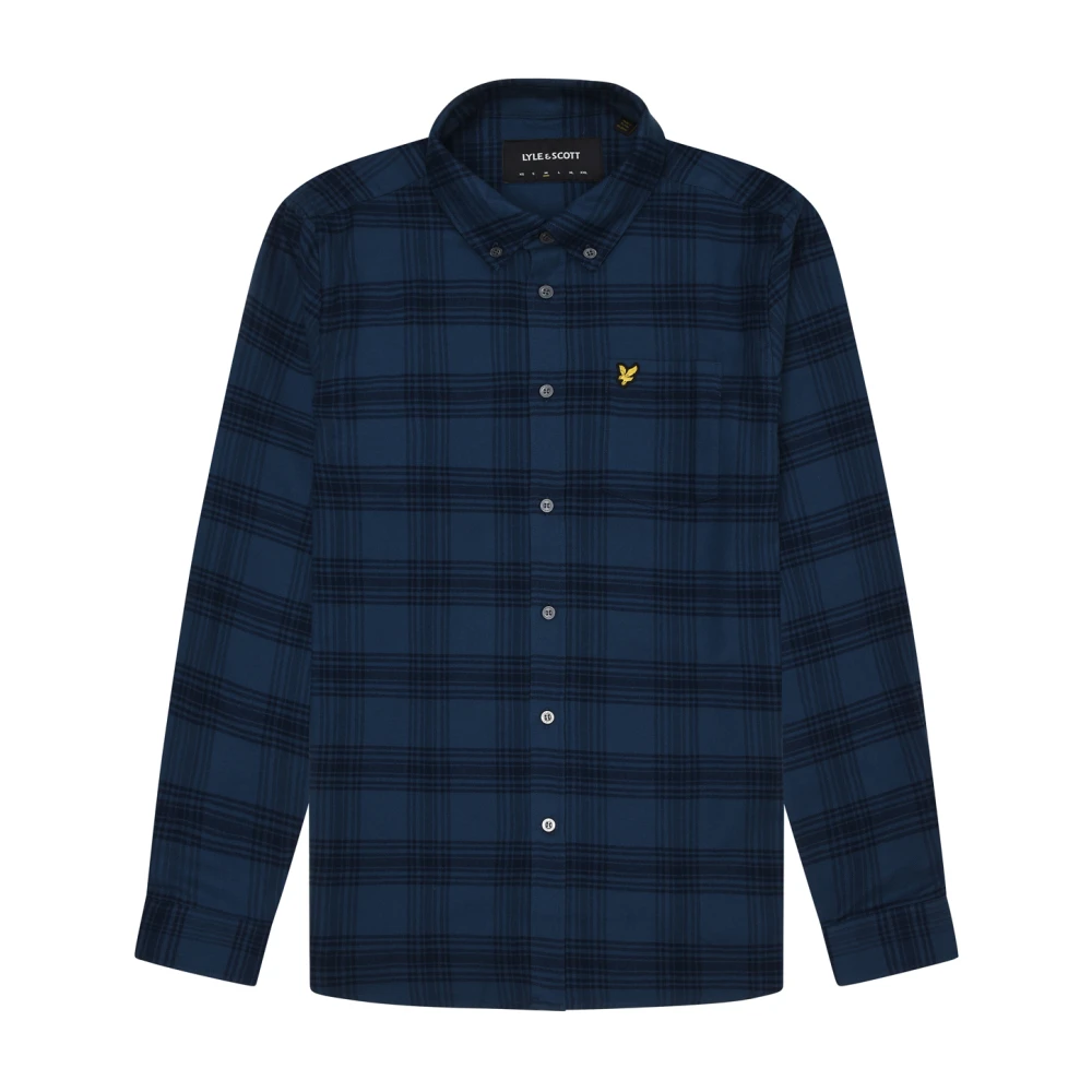 Lyle & Scott Rutig Flanellskjorta Blue, Herr