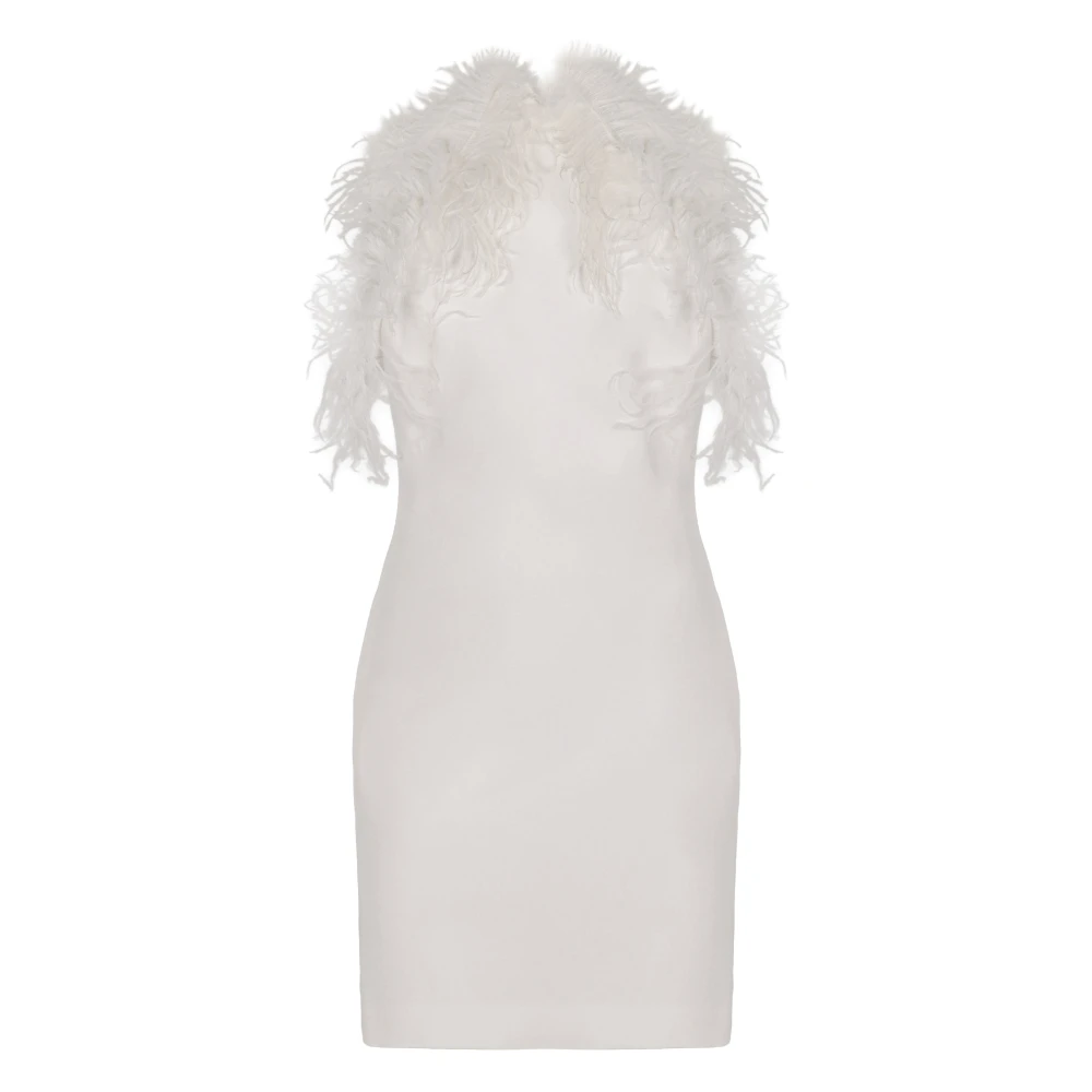The Attico Women's White Feather-Trimmed Cady Minidress - Party Dresses - S - Dresses