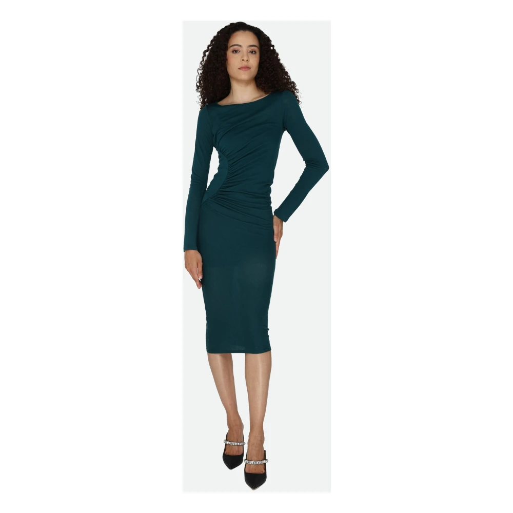 PATRIZIA PEPE Midi Tube Jurk in Petroleum Blauw Blue Dames