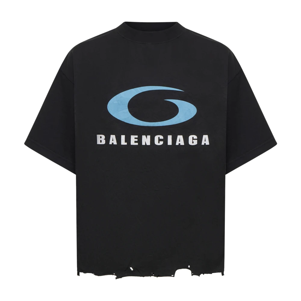 Balenciaga Zwart Katoenen Logo Print T-shirt Black Dames