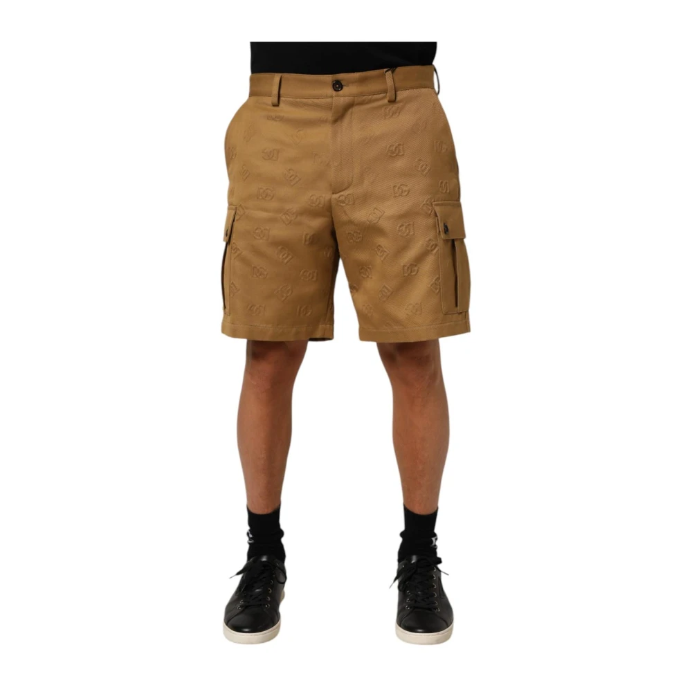 Dolce & Gabbana Men's Brown Cargo Bermuda Shorts With Logo Detail - Casual Shorts - M - Shorts