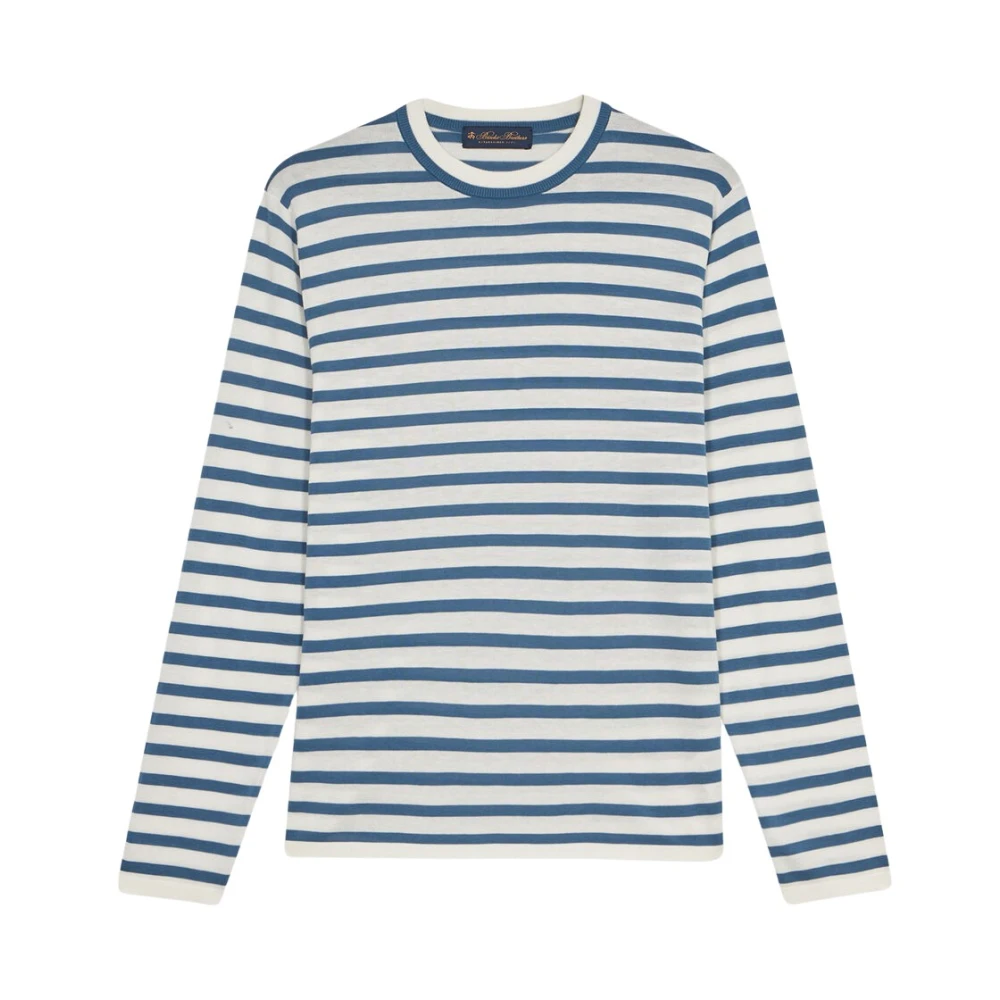 Brooks Brothers Lichtblauwe gestreepte trui met ronde hals Blue Heren