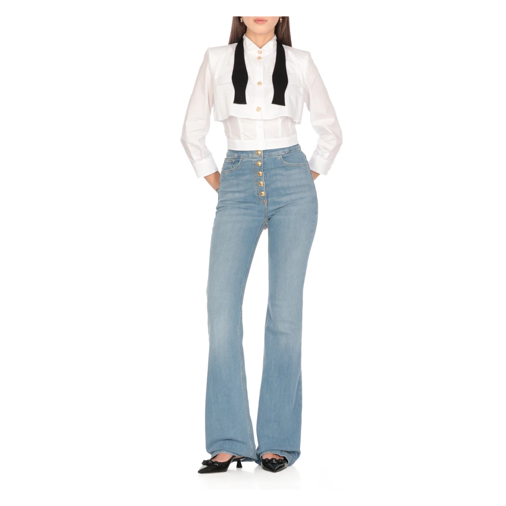Elisabetta Franchi Witte Overhemd met Kraag en Strik White Dames