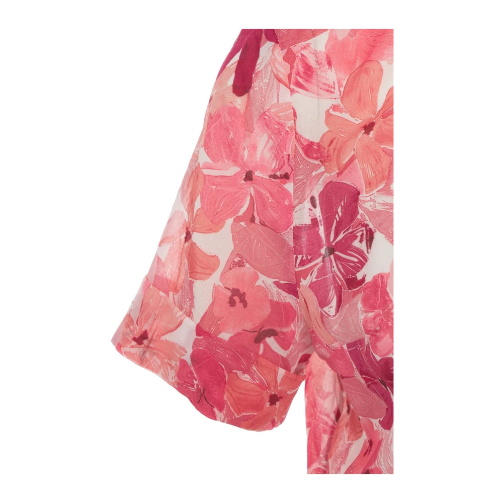 Himon's Rode Bloemen V-Hals Blouse Multicolor Dames