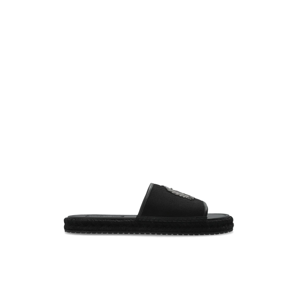 Dolce & Gabbana Men's Black Sliders, 7 Uk, Logo Slides