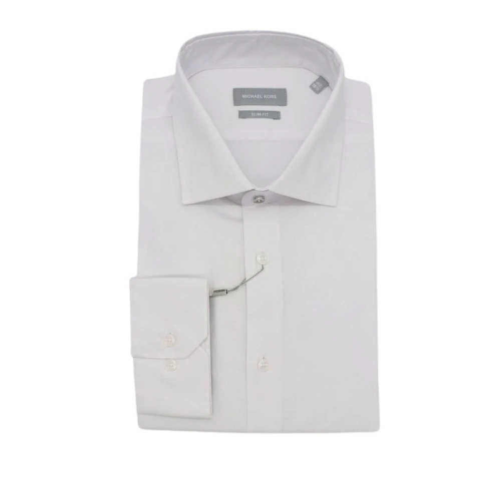 Michael Kors Men's White Formal Shirts, L, Pinpoint Oxford Shirt