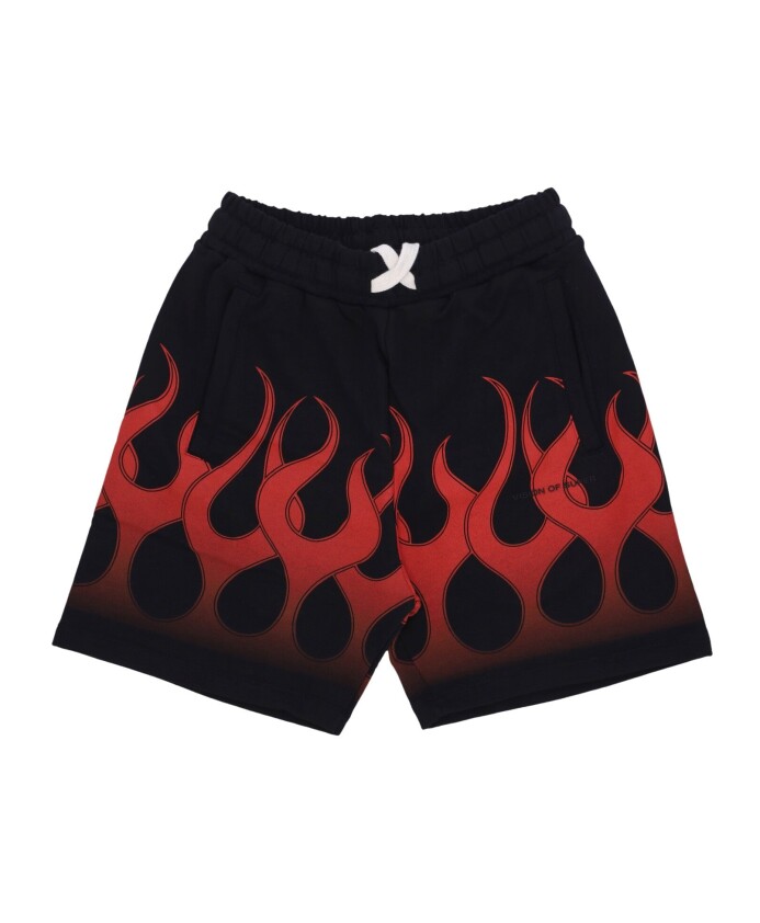flames-print-shorts-black-red