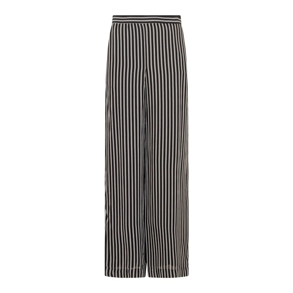 Michael Kors Gestreepte wijde georgette broek Black Dames
