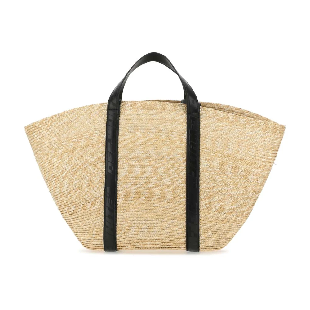 Off White Eco-Vriendelijke Straw Shopping Tas Beige Dames