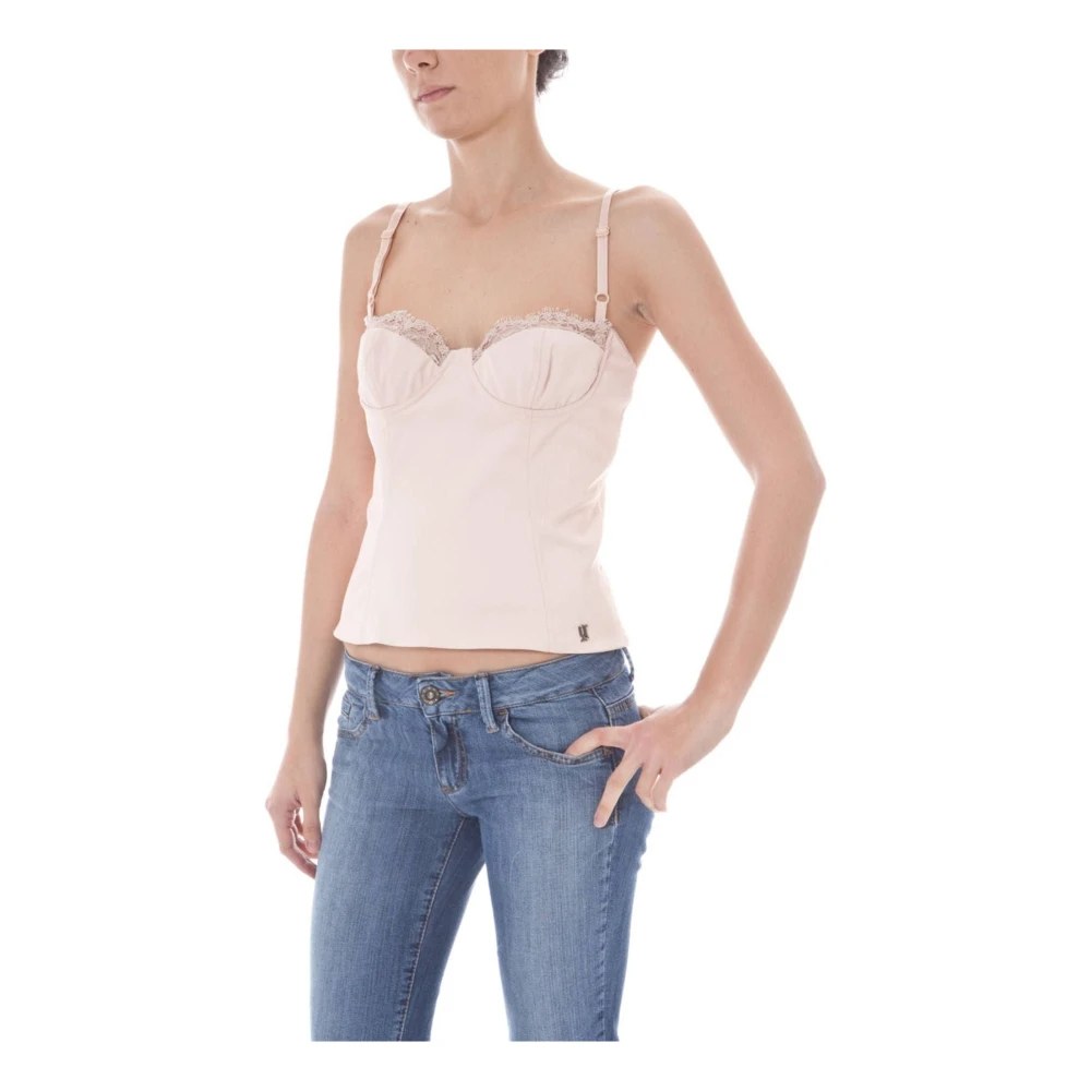 John Galliano Roze Kant Inzet Top met Verstelbare Bandjes Pink Dames
