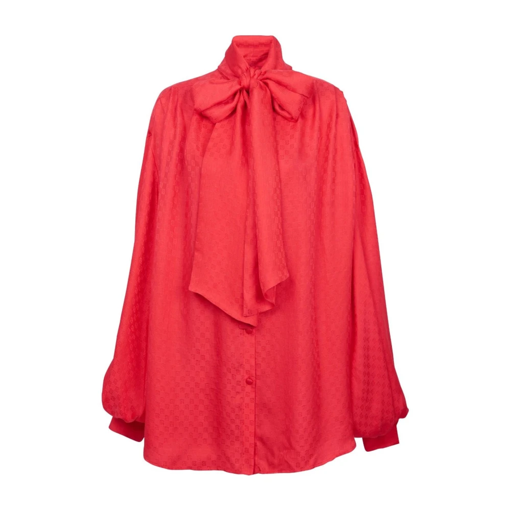 Balmain Pink Monogram Jacquard Silk Shirt - Female - Blouses - M - Blouses & Shirts