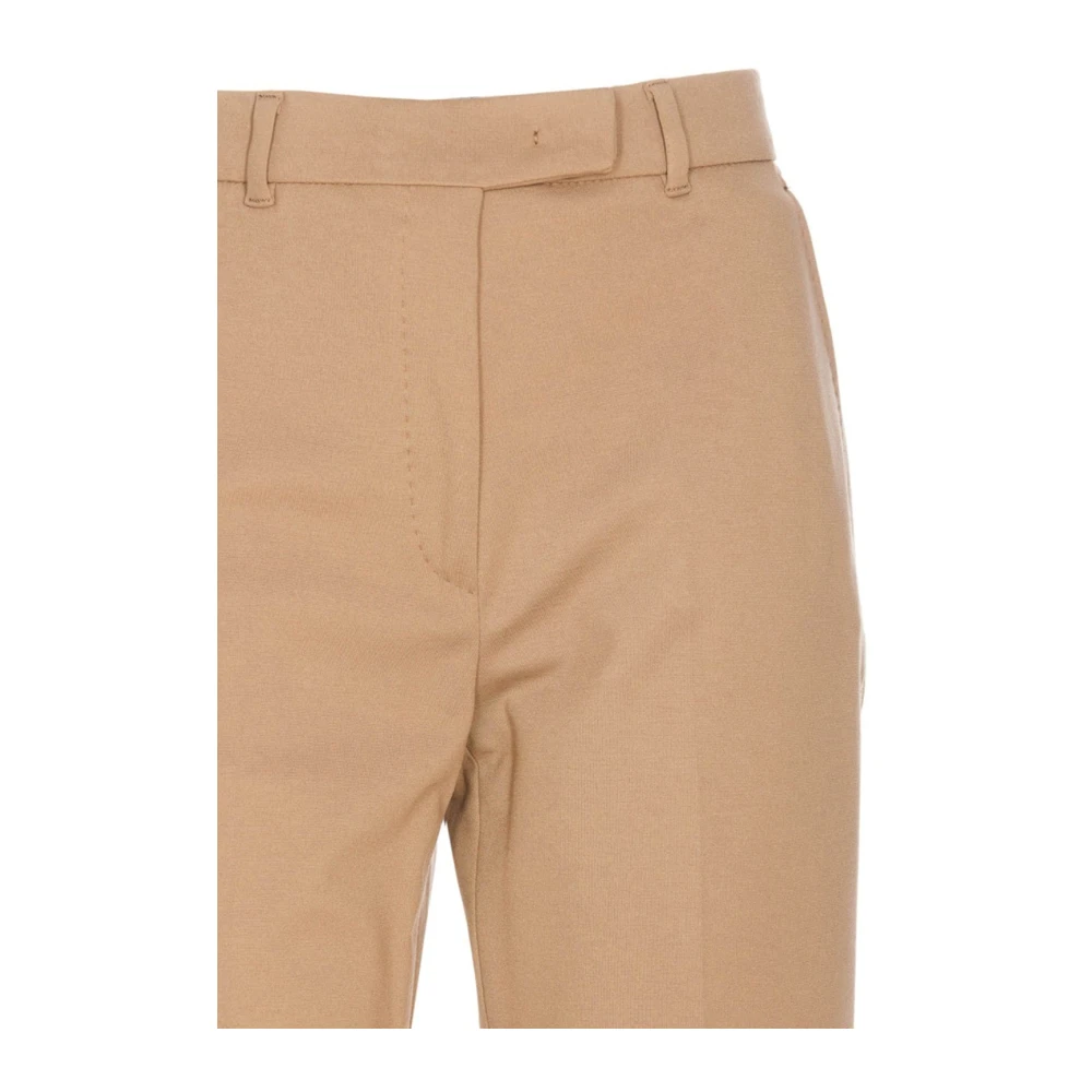 Max Mara Studio Ananas Slip Broek Hoge Taille Rechte Pijpen Brown Dames