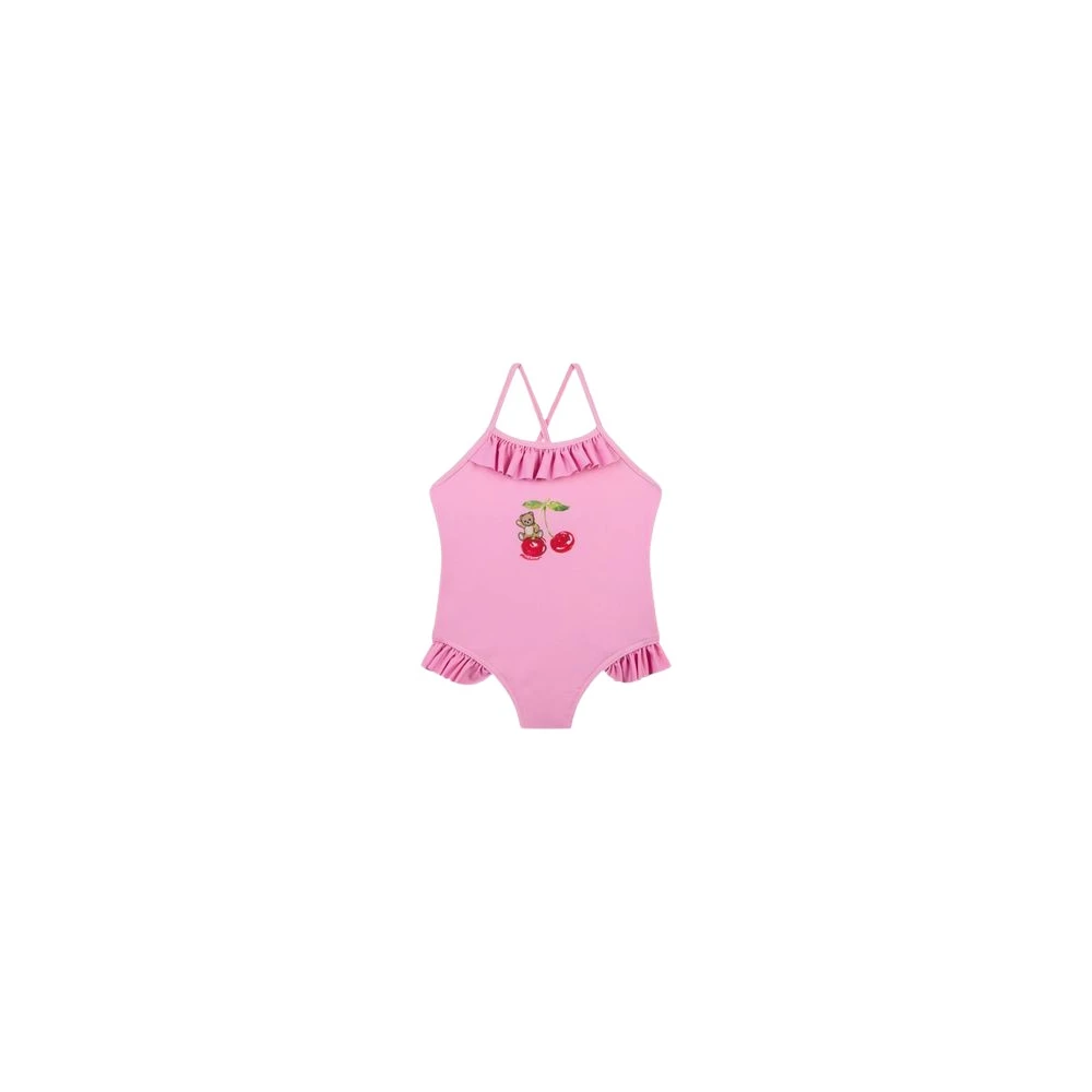 Moschino Pink Kids Swimsuits, Female, 9 M, Teddy Bear Lycra One-Piece Swimsuit