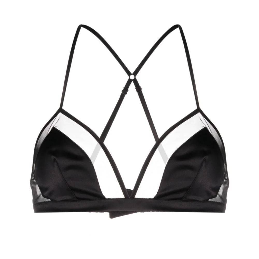 Dolce & Gabbana Women's Black Panelled Tulle Satin Bra - Sleeveless Tops - M - Tops